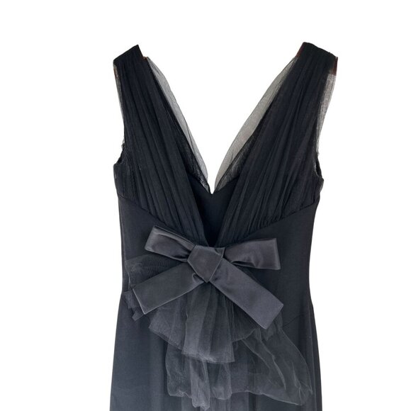 PAULE KA Evening Gown Elegant Black Sleeveless Dress V-Neck & Bow Detail - Picture 9 of 15